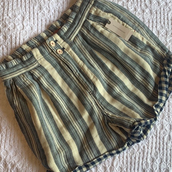 Anthropologie Pilcro Striped Blue and Cream Women's Shorts - Picture 16 of 16